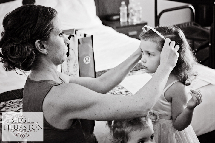 getting the flower girl ready