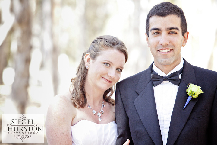 Wedding portraits in the eucalyptus groves at UCSD faculty club La jolla