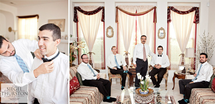 groom and his dad getting ready for his wedding day in san diego