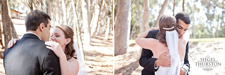 Wedding portraits in the eucalyptus groves at UCSD faculty club La jolla