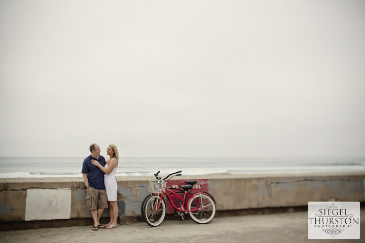 bicycle engagement shoot at the mission bay boardwalk