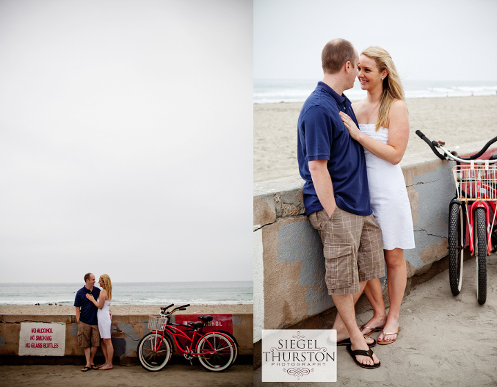 bicycle engagement shoot at the mission bay boardwalk