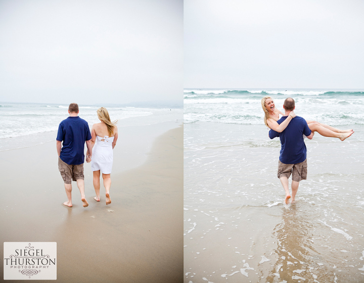 walking on the beach for photos