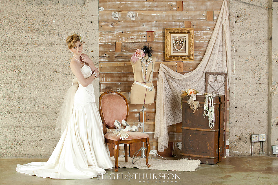 pow wow vintage rentals put together a great set with vintage travel trunks for our styled bridal photo shoot