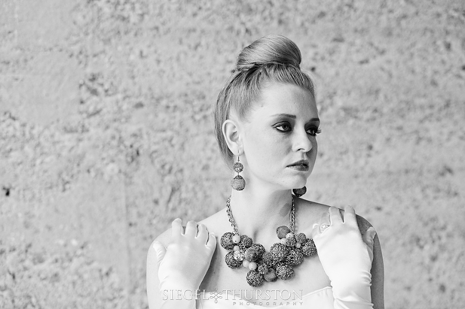 black and white artistic bridal portraits