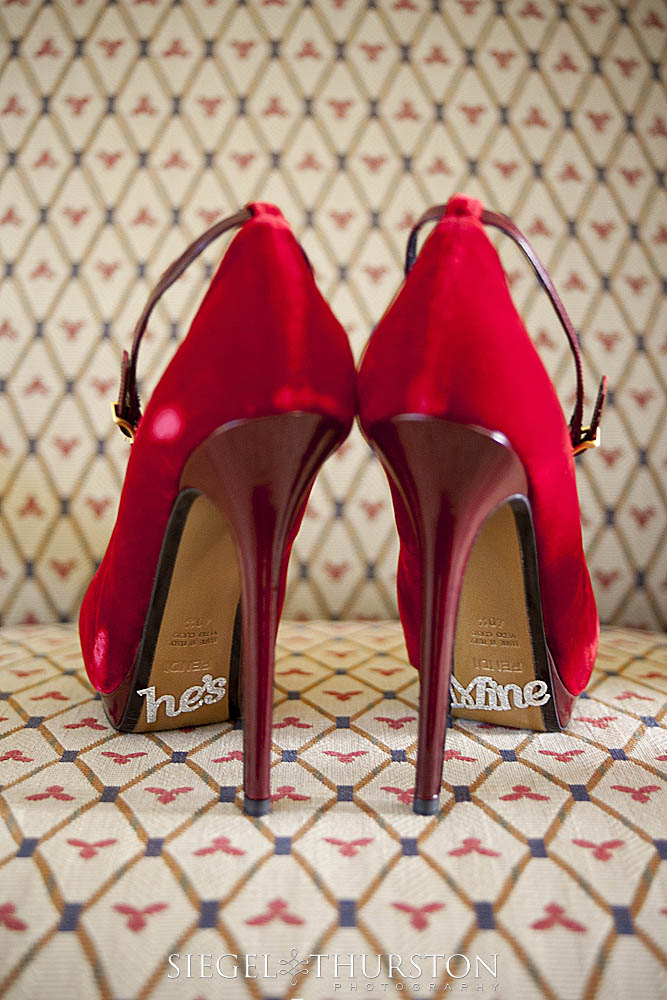 red velvet Fendi high heel wedding shoes with sparkly He