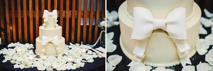 wedding cake with a bow