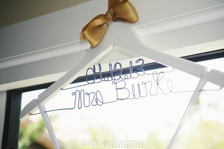 Personalized Wedding Dress Hanger in white and blue