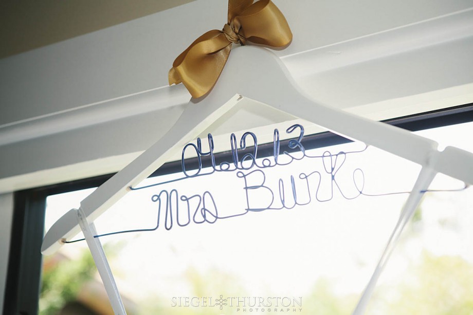 Personalized Wedding Dress Hanger in white and blue