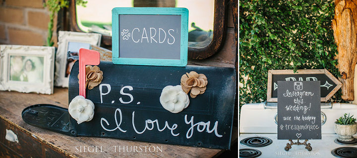a cute mailbox was used for guests to put wedding cards into