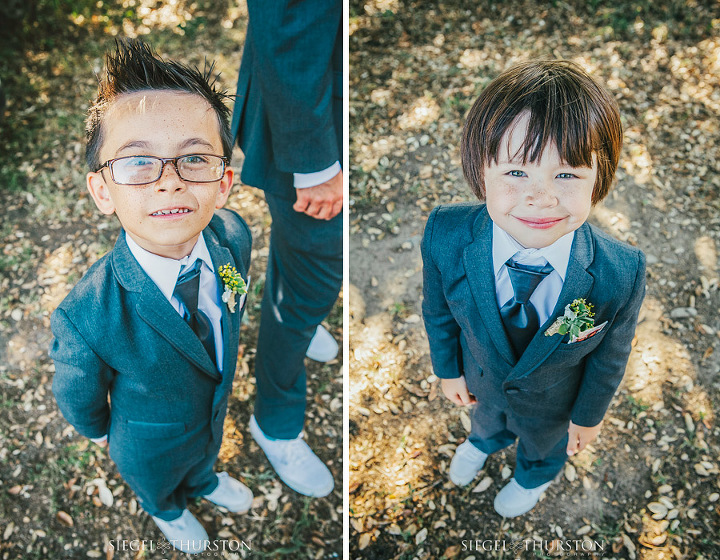 ring bearers in cute gray suits