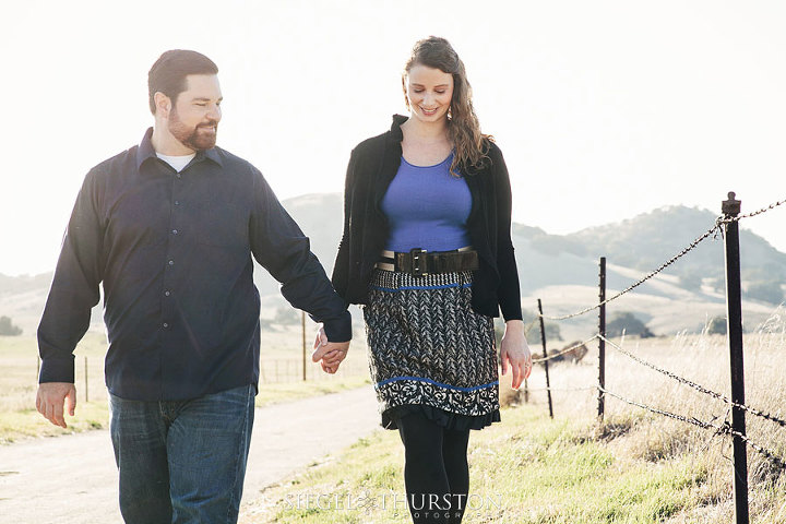 cute Julian california engagement photos down an old farm road