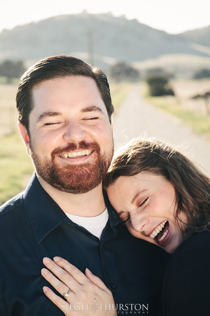 cute Julian california engagement photos down an old farm road