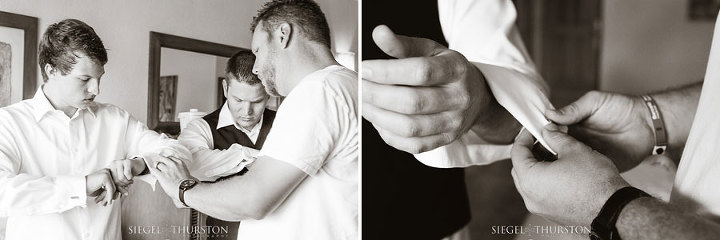 groom and his groomsmen getting ready for his beach destination wedding