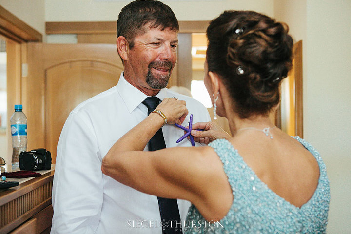 purple starfish boutonniere