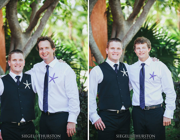 tropical wedding groomsman photos