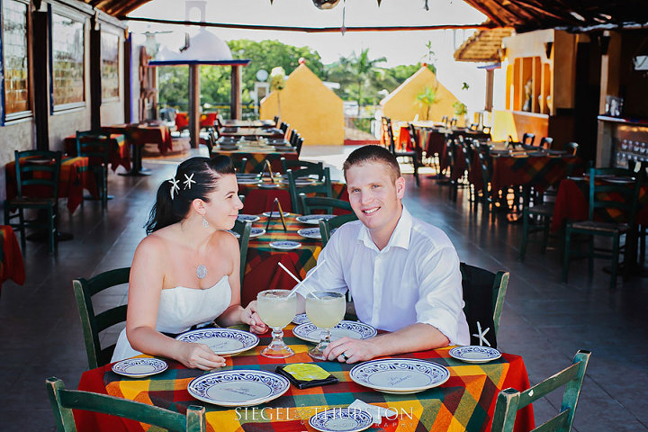 drinking margaritas in playa del carmen after a destination wedding