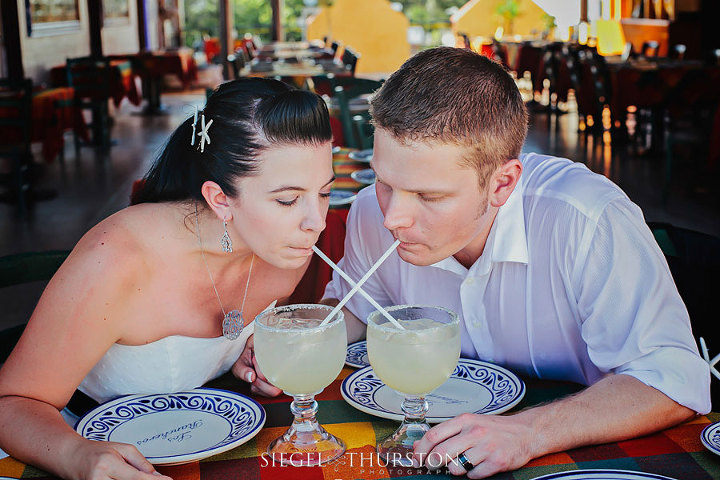 drinking margaritas in playa del carmen after a destination wedding