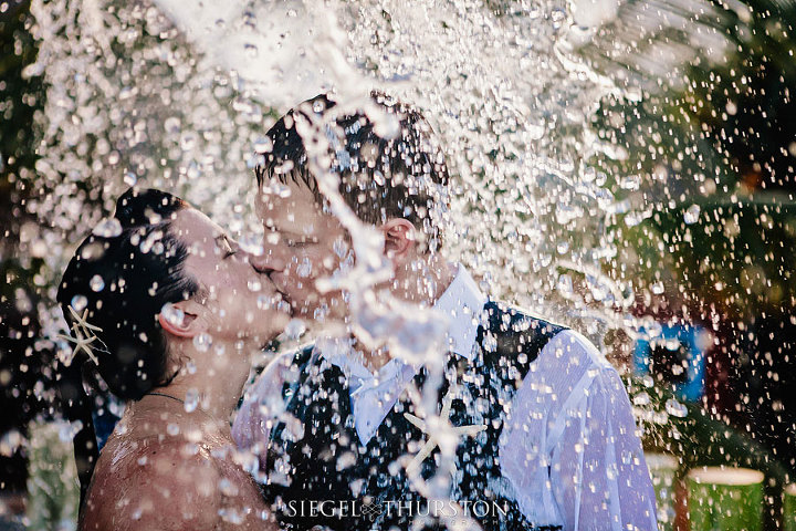 Trash the dress at a kids water park