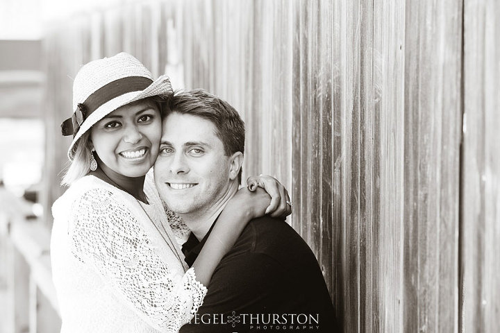 mission beach has a lot of great walkways for engagement photos