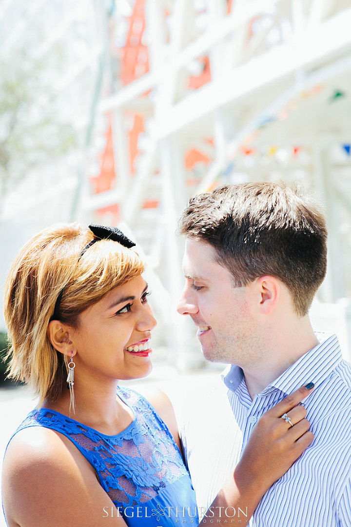 mission beach amusement park engagement photos