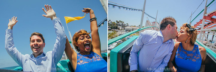 mission beach roller coaster engagement photos