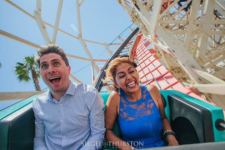 fun roller coaster engagement photo session san diego