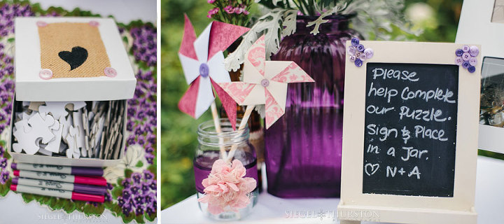 puzzle piece wedding sign in book