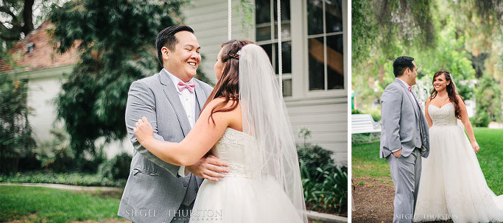 grooms first look at his bride on their wedding day