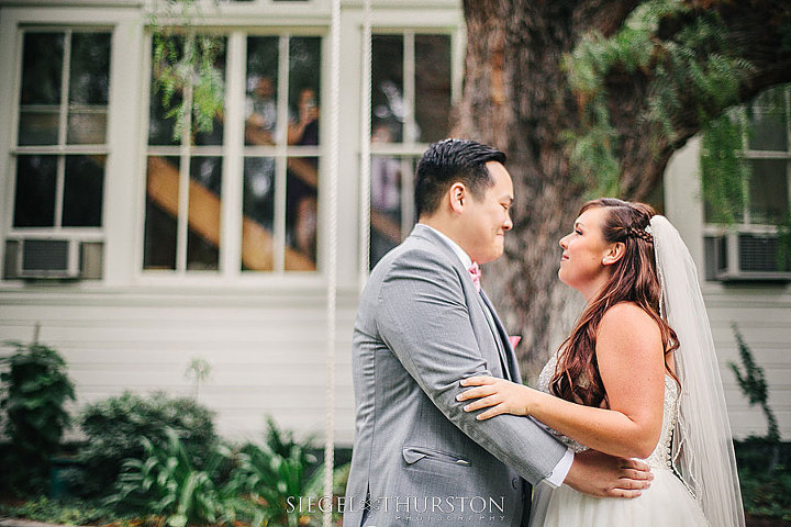 super cute first look on the wedding day at Green Gables Estates in San Diego