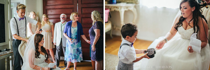 bride getting ready before her wedding in the bridal suite at green gables