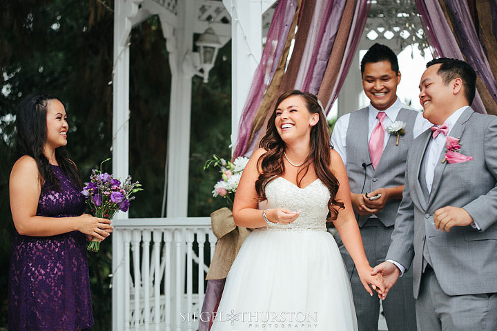 happy candid moment during a san diego wedding ceremony