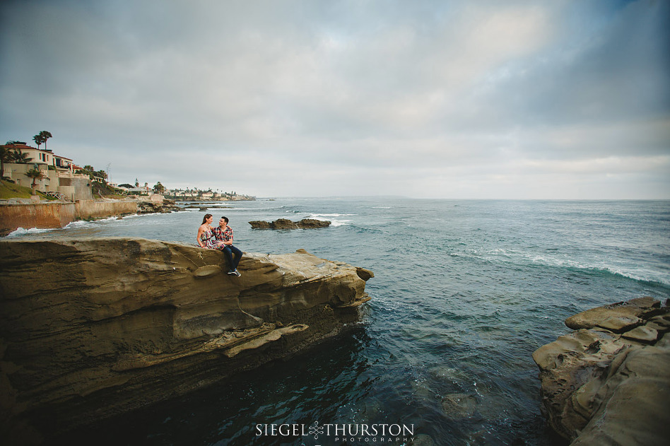 La Jolla has some amazing rocky beaches that are wonderful for engagement photos 