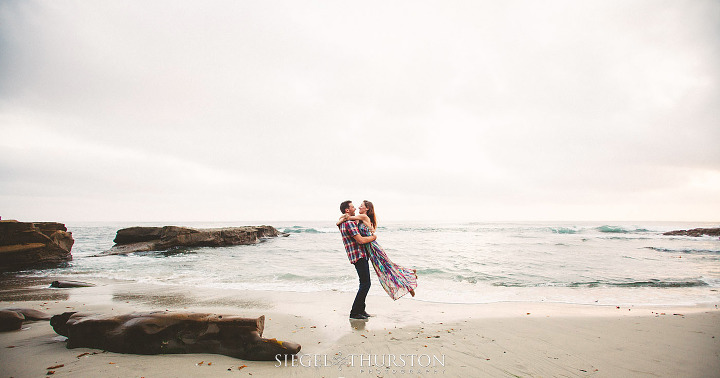 fun la jolla beach engagement shoot