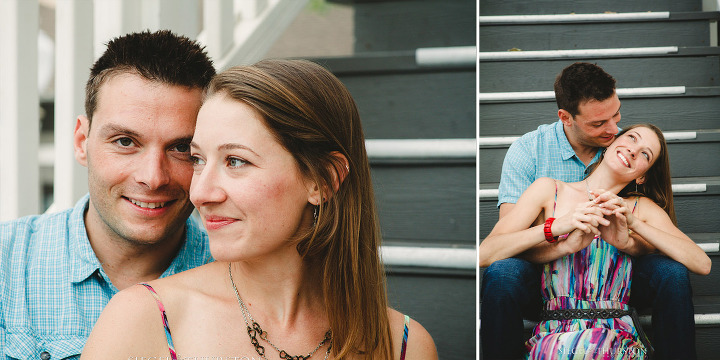 cute way to use stairs on an engagement shoot