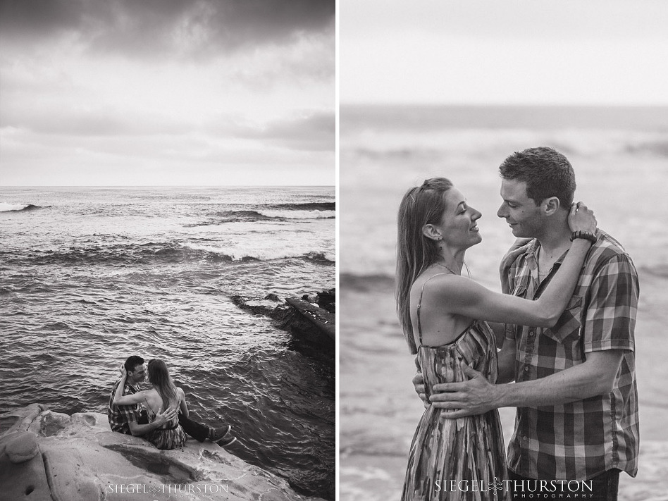 romantic beach engagement  photos in La jolla san diego