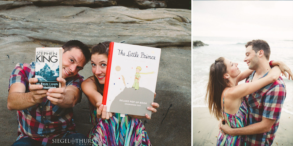 your favorite books make a cute prop for engagement photos