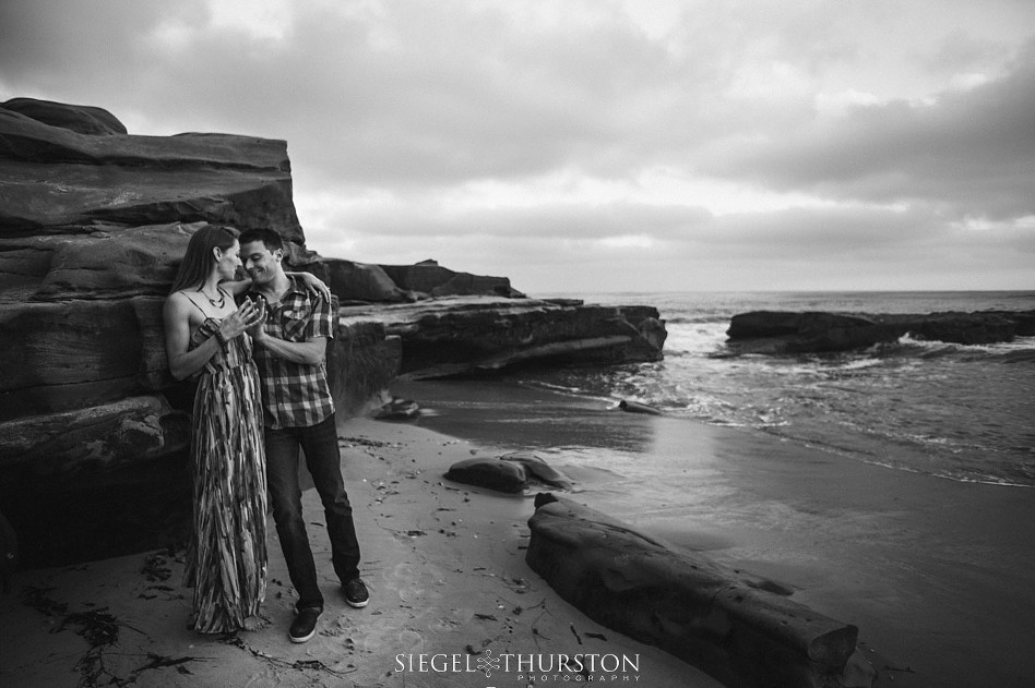 La Jolla has some amazing rocky beaches that are wonderful for engagement photos 