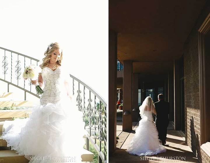 bride entering her wedding ceremony from stairs