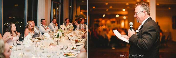 wedding toasts in the ballroom at the skyline country club