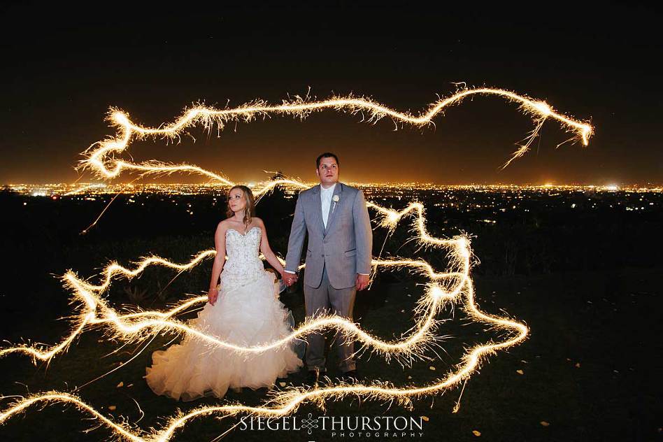 sparklers on the lawn at skyline country club wedding