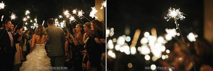 sparkler send off at the Skyline Country Club