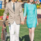 couple on a styled engagement shoot with a tandem bicycle