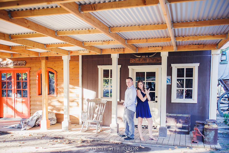 rustic little houses in irvine park are perfect for engagement photos