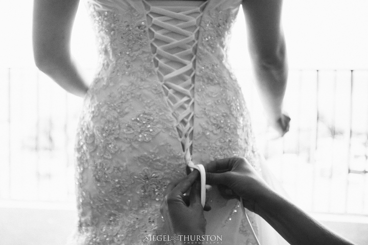lace up wedding dress with beading