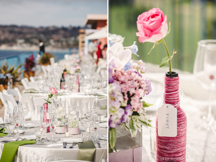 Wine themed wedding centerpieces