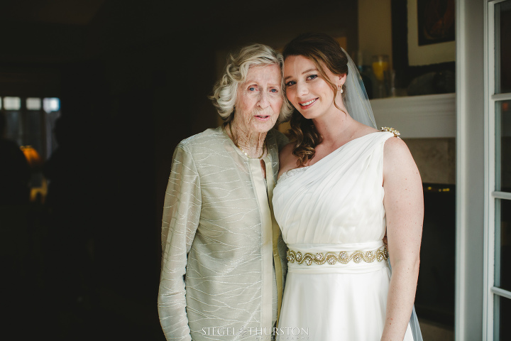 beautiful moment of the bride and her grandmother before the wedding ceremony