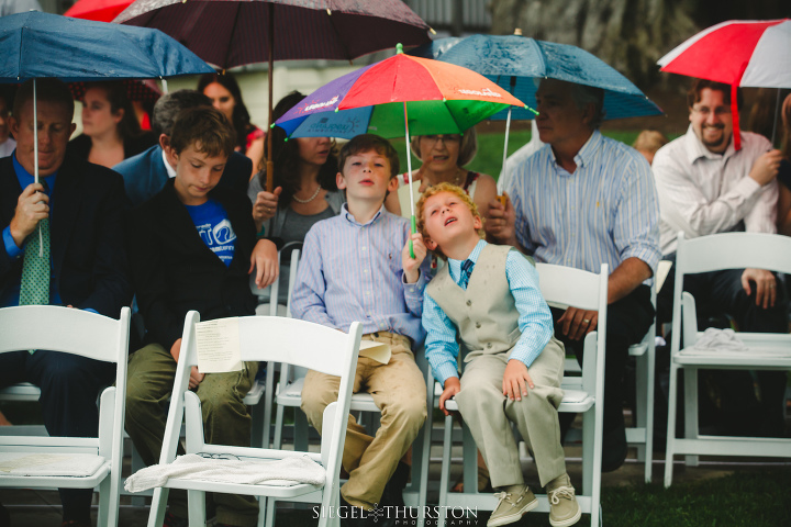 rainy san diego wedding with umbrellas