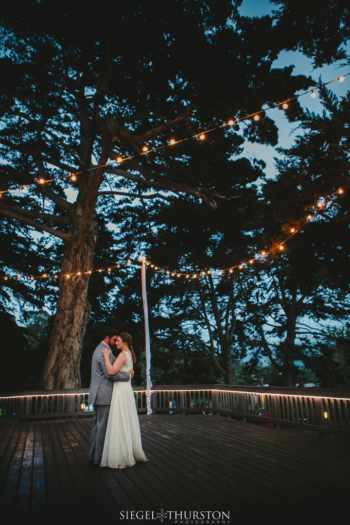 martin johnson house wedding reception on the deck with market lights