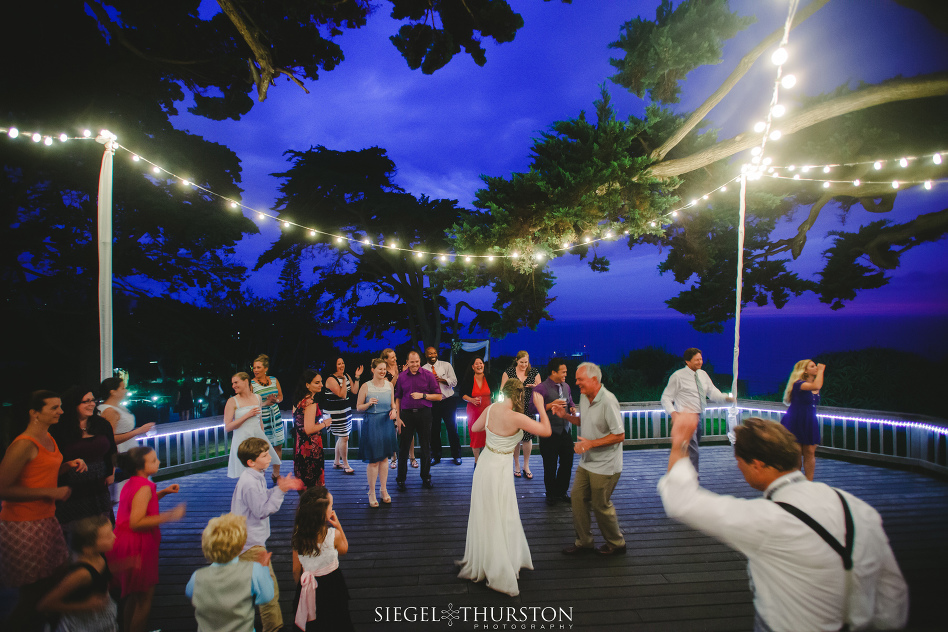 martin johnson house wedding reception on the deck with market lights